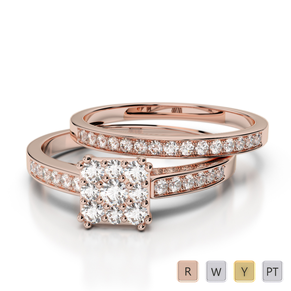 Gold / platinum round cut diamond bridal set ring agdr-2029
