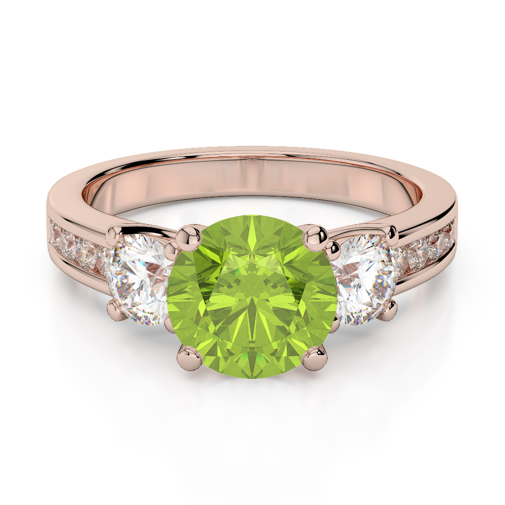 Gold / platinum round cut peridot and diamond engagement ring agdr-1218