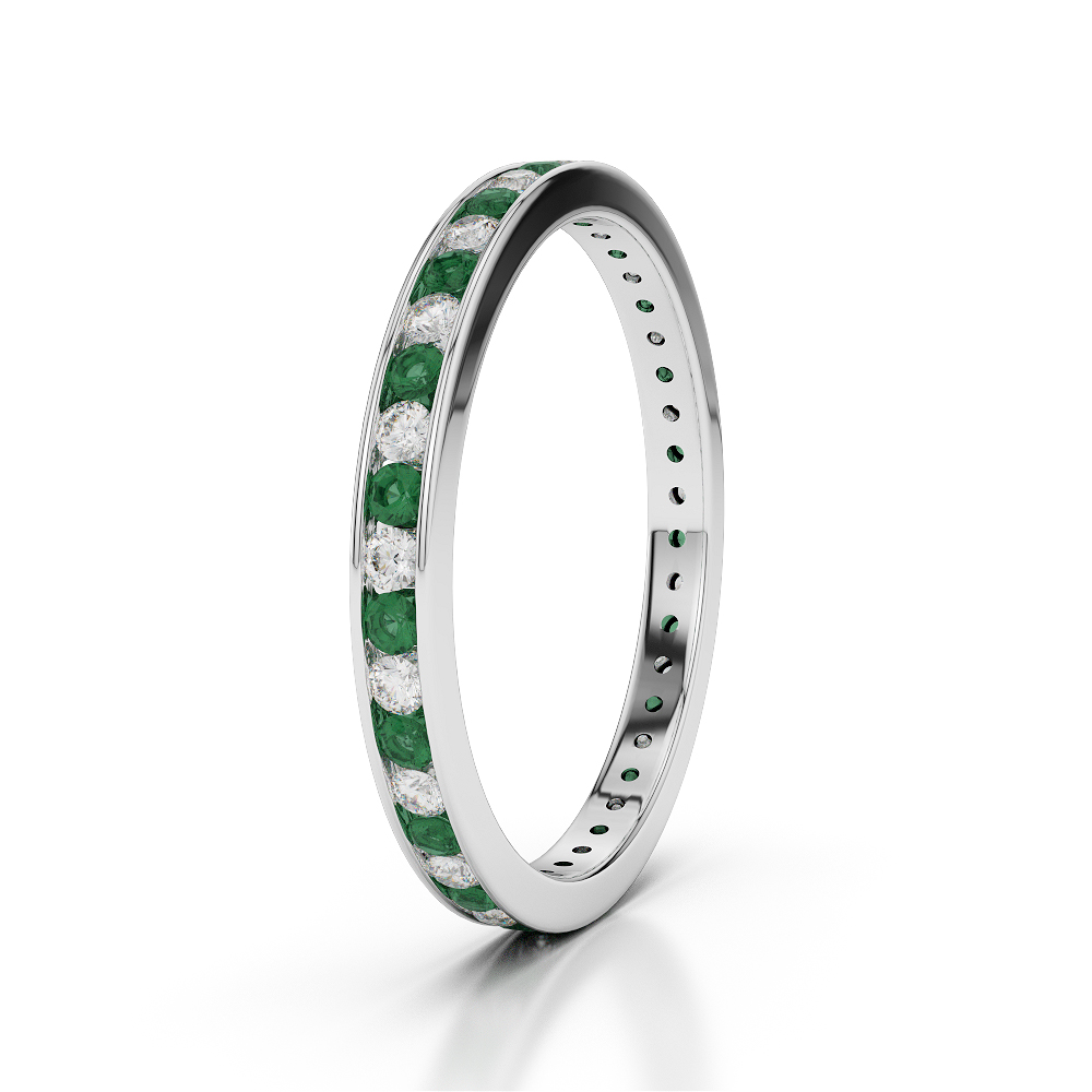 2.5 mm gold / platinum round cut emerald and diamond full eternity ring ...