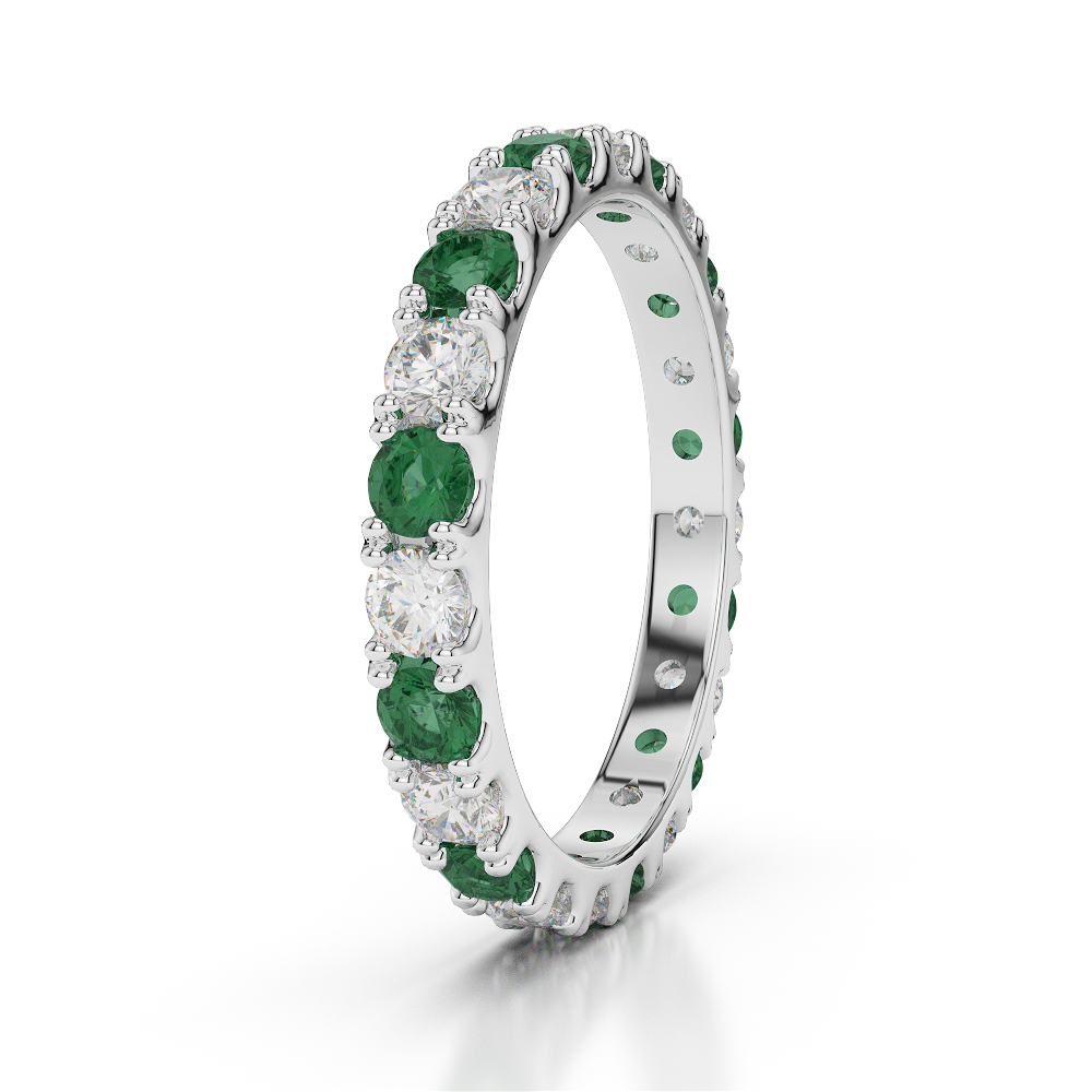 2.5 mm gold / platinum round cut emerald and diamond full eternity ring ...