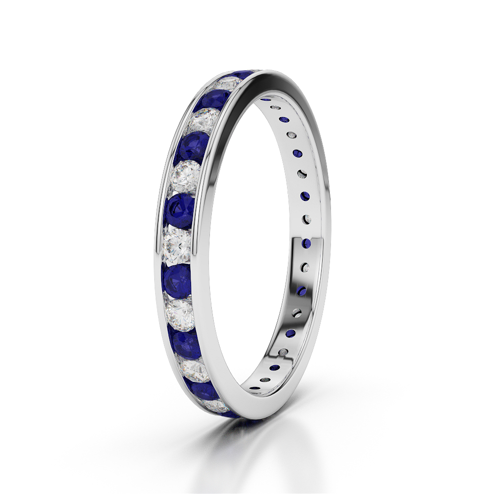 3 mm gold / platinum round cut blue sapphire and diamond full eternity ...
